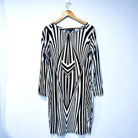RIVER ISLAND Black & white fitted  dress - Picture 1 of 8